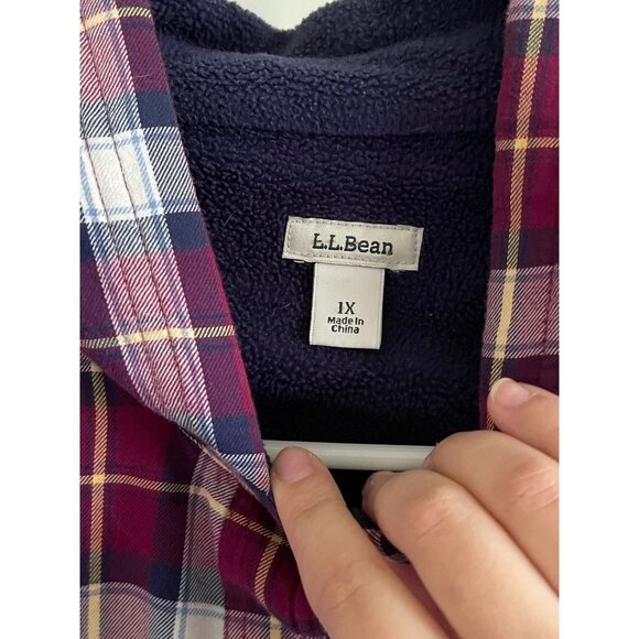 EUC L.L. Bean Womens 1X Plaid Hooded Jacket With Fleece Lining - Picture 6 of 8